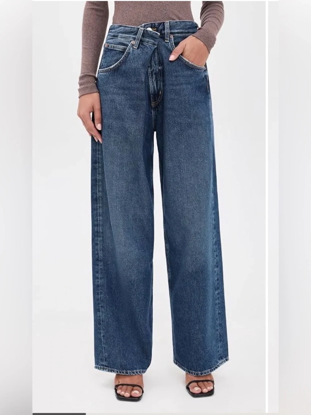Agolde Wide-Leg High-Rise Jeans in Dark Blue Wash